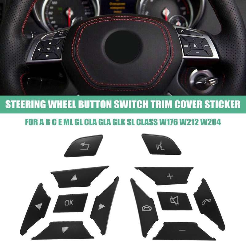 Car Steering Wheel Button Switch Trim Cover Sticker for Mercedes Benz A B C E Ml Gl Cla Gla Glk Sl
