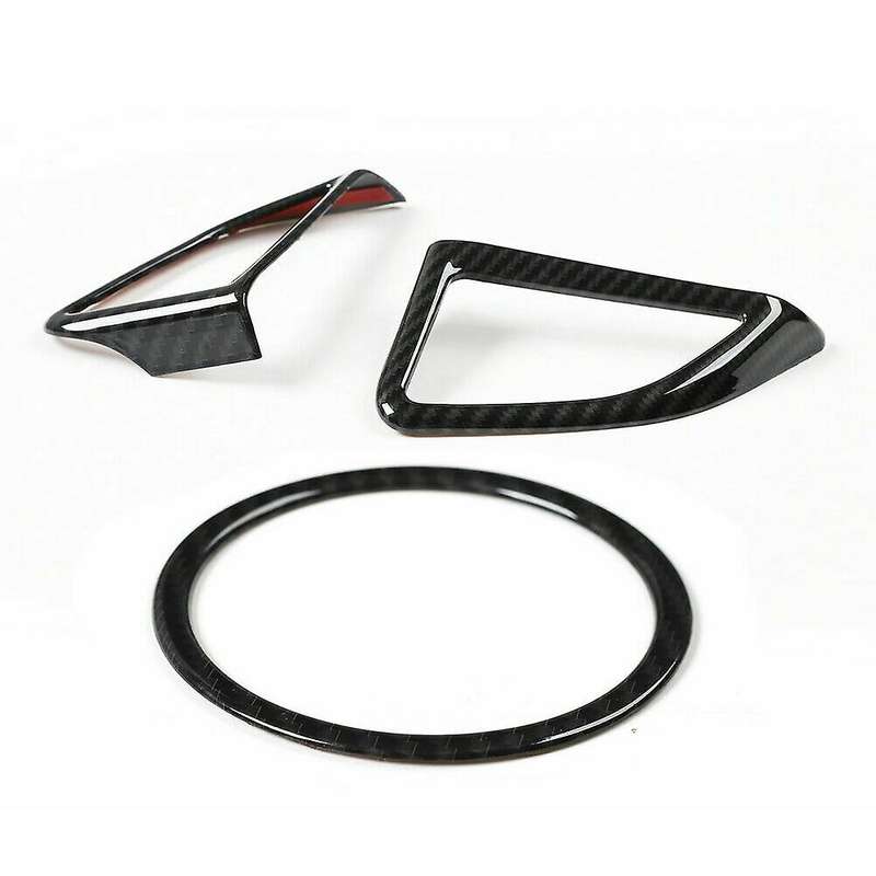 Car Steering Wheel Cover Decoration Stickers Interior Mouldings Carbon Fiber for 2017+