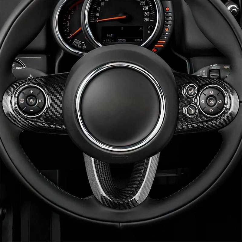 Car Steering Wheel Cover Real Hard Carbon Fiber Sticker for F54 F55 F56 F60 Countryman Accessories