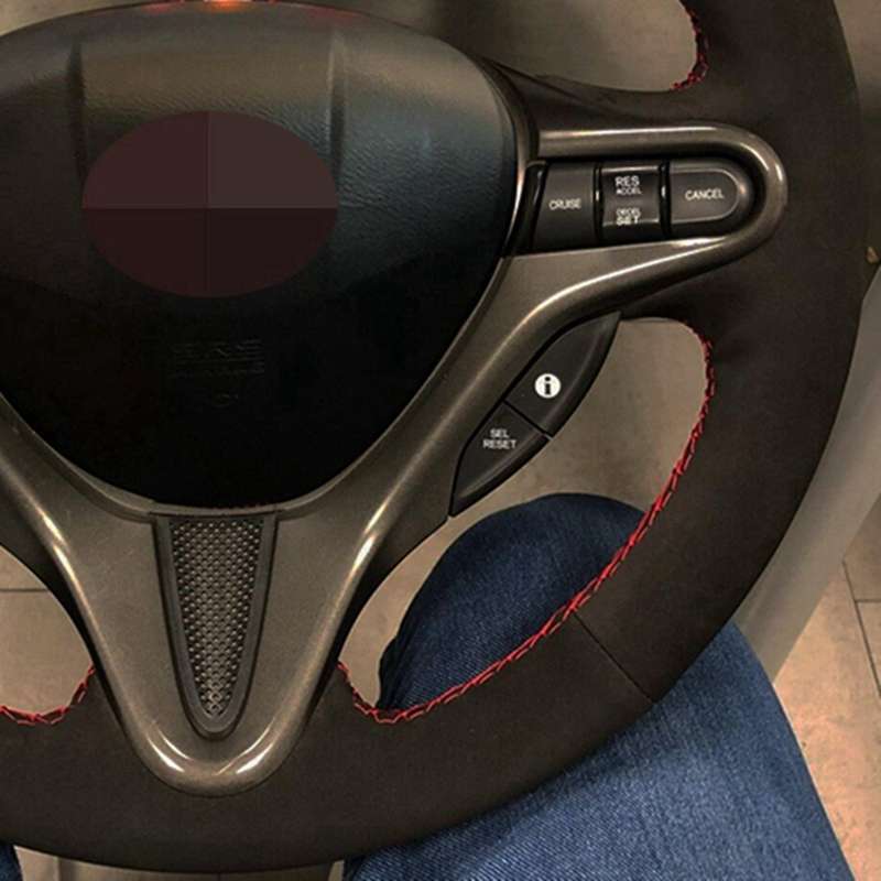Car Steering Wheel Cover DIY Hand-Stitched Suede for 8 2006-2009 Old 2004-2011 (3-Spoke)