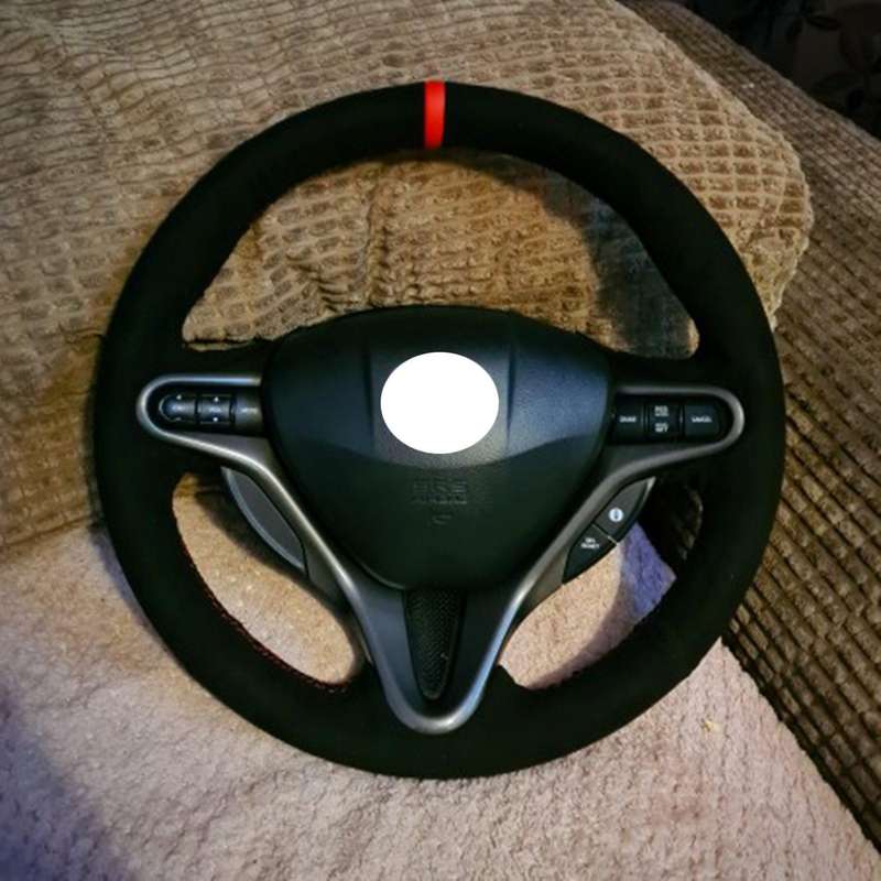 Car Steering Wheel Cover DIY Hand-Stitched Suede for 8 2006-2009 Old 2004-2011 (3-Spoke)