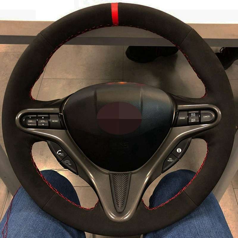Car Steering Wheel Cover DIY Hand-Stitched Suede for 8 2006-2009 Old 2004-2011 (3-Spoke)