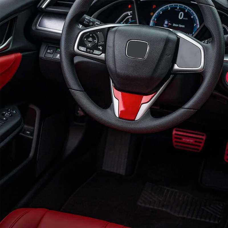 Car Steering Wheel Cover Interior Trim Panel for 10th Gen 2020 2019 2018 2017 2016 - Red