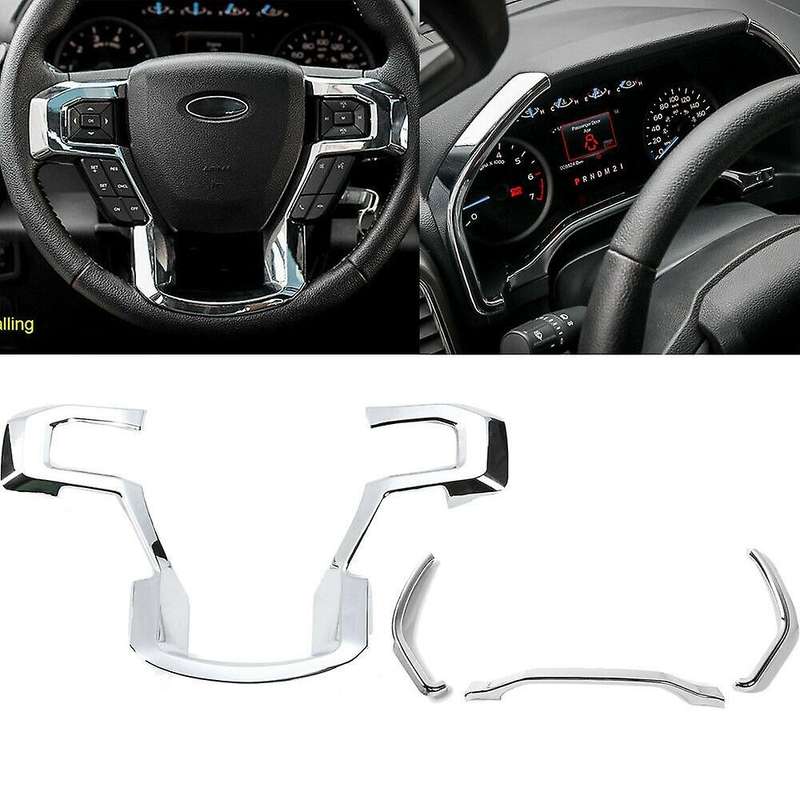 Car Steering Wheel Cover Frame & Dashboard Panel Cover Trim Kit for 2015-2020