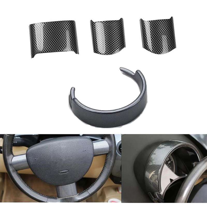 Car Steering Wheel Cover Trim Dashboard Cover for 2003-2010 Interior Styling, Carbon Fiber 4PCS