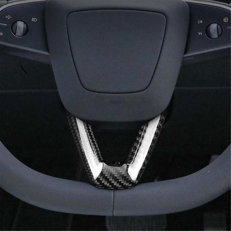 Car Steering Wheel Cover Trim Sticker Carbon Fiber for Model 3 2024 Model3 Interior Accessories