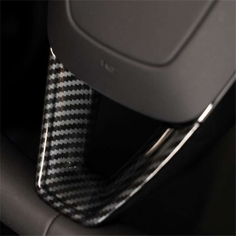 Car Steering Wheel Cover Trim Sticker Abs Carbon Fiber for 2024 Interior Accessories