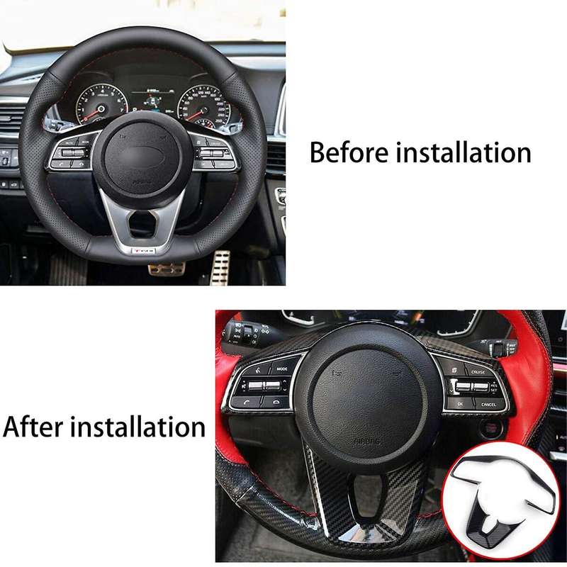 Car Steering Wheel Cover Trim Frame ABS Carbon Fiber Style for Forte Cerato 2019 Car Accessories