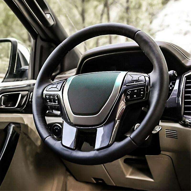 Car Steering Wheel Decoration Cover Trim Sticker for 2015 2016 2017 2018 2019, Silver