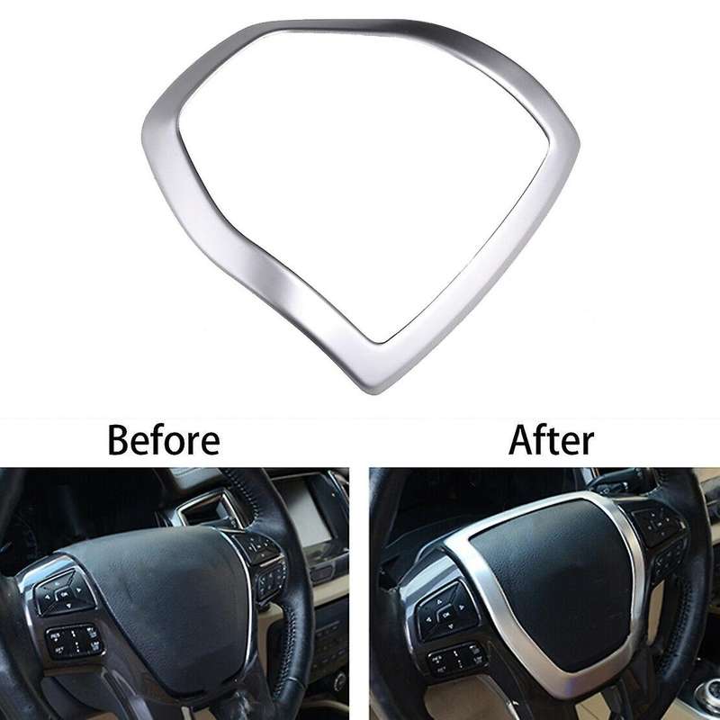 Car Steering Wheel Decoration Cover Trim Sticker for 2015 2016 2017 2018 2019, Silver