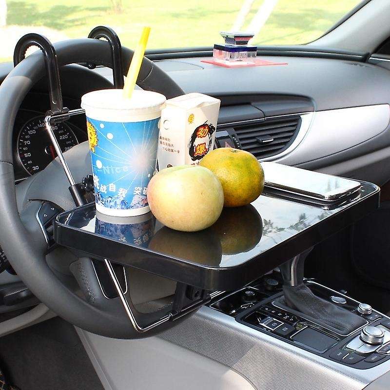 Car Steering Wheel Desk, Universal Rear Seat Tray Food Eating Plate Notebook Holder Travel Table