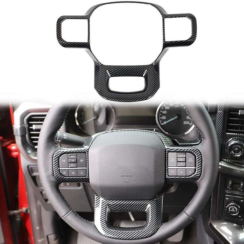 Car Steering Wheel Frame Overlay Cover ABS Trim for 2021 2022 Interior Accessories, Carbon Fiber Pat