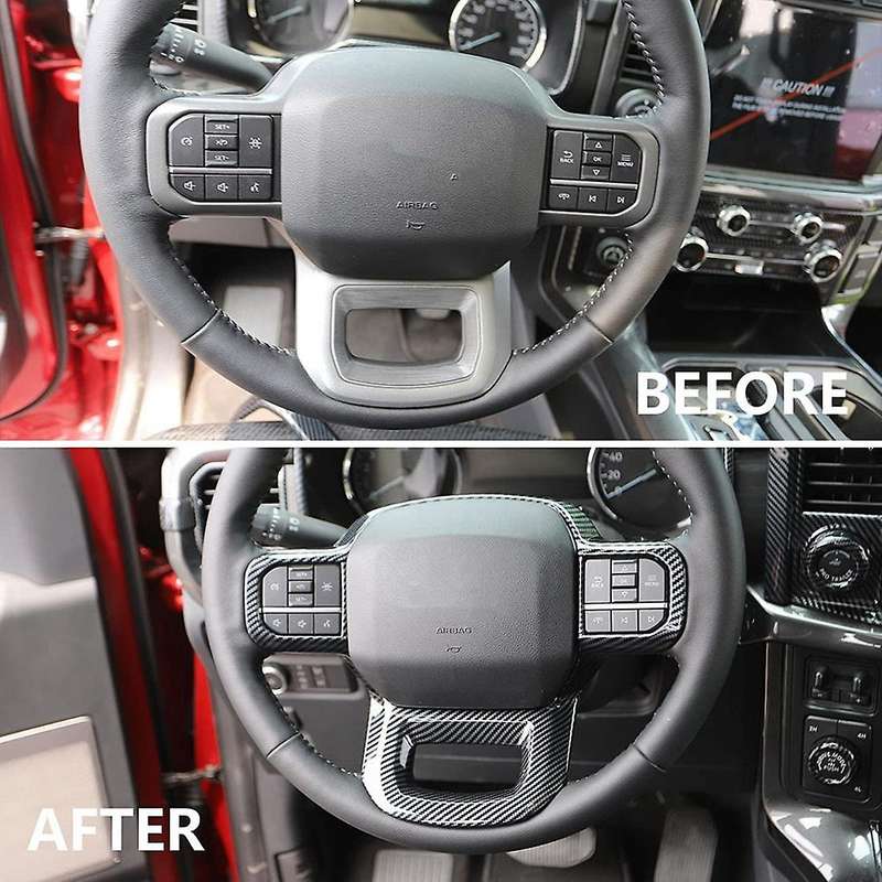 Car Steering Wheel Frame Overlay Cover ABS Trim for 2021 2022 Interior Accessories, Carbon Fiber Pat