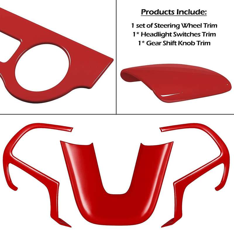 Car Steering Wheel Frame & Headlight Switch Panel Sticker & Gear Shift Trim Cover for Charger/ 2015-