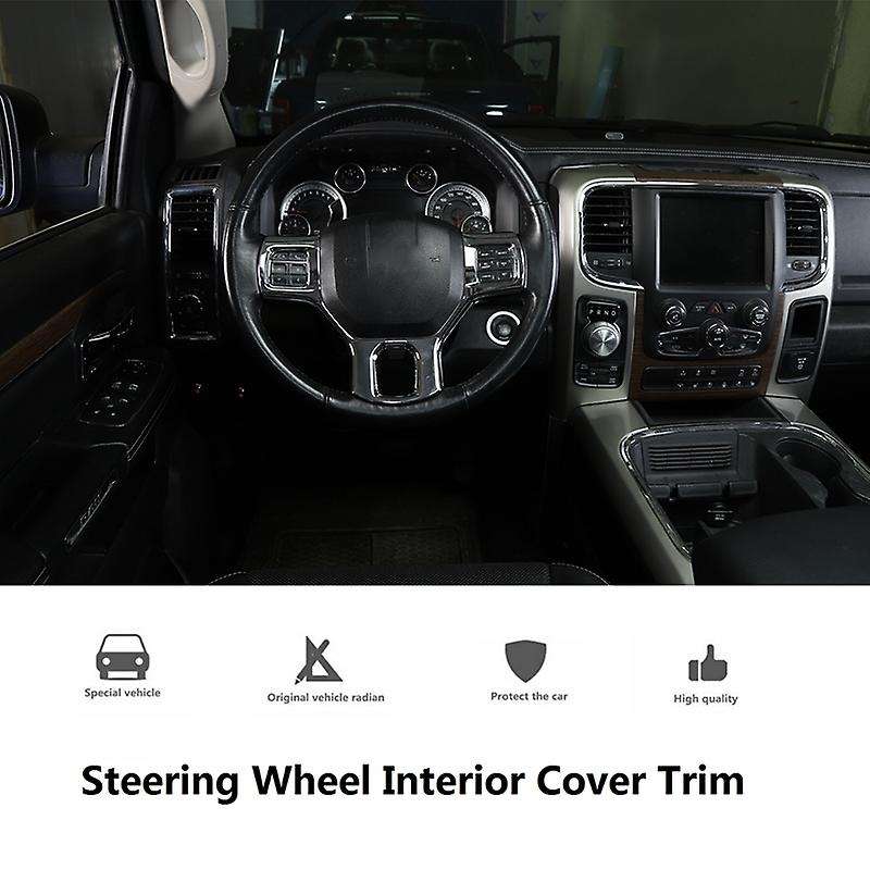 Car Steering Wheel Interior Cover Trim for RAM 1500 2500 3500 2010-2017 Accessories, Silver