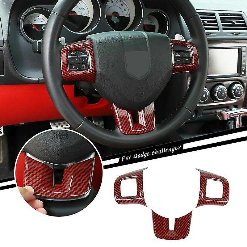 Car Steering Wheel Moulding Decor Cover Trim ABS Interior Accessories for 2009-2014 (Red Carbon Fibe