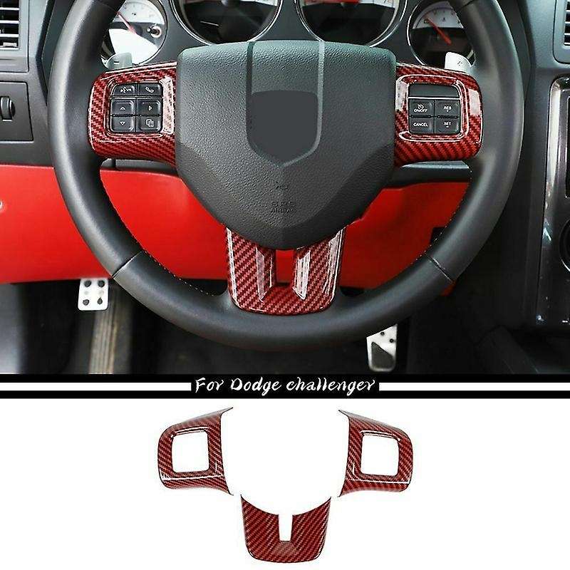 Car Steering Wheel Moulding Decor Cover Trim ABS Interior Accessories for 2009-2014 (Red Carbon Fibe