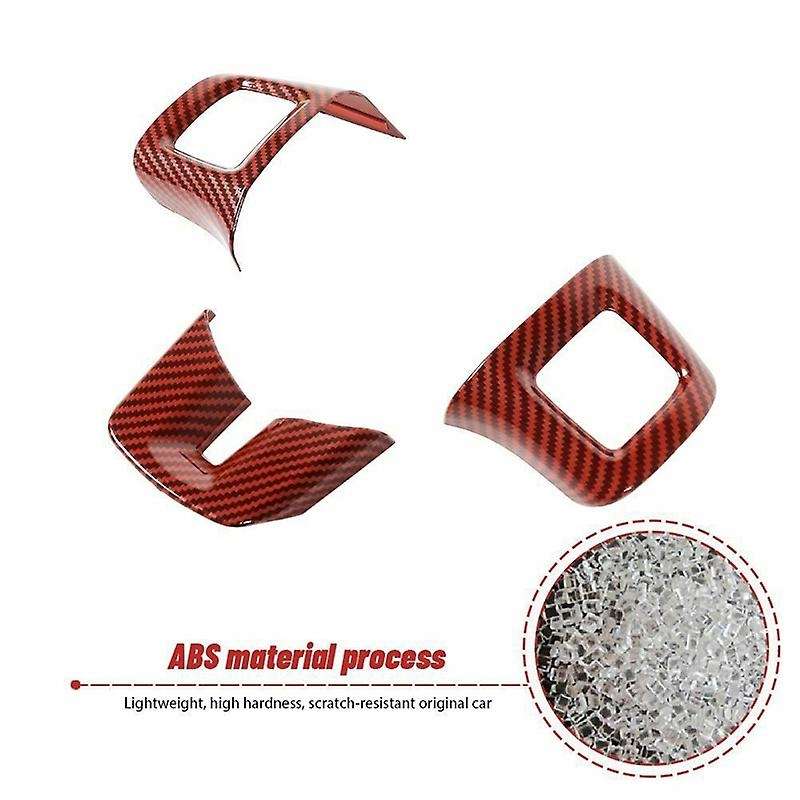Car Steering Wheel Moulding Decor Cover Trim ABS Interior Accessories for 2009-2014 (Red Carbon Fibe