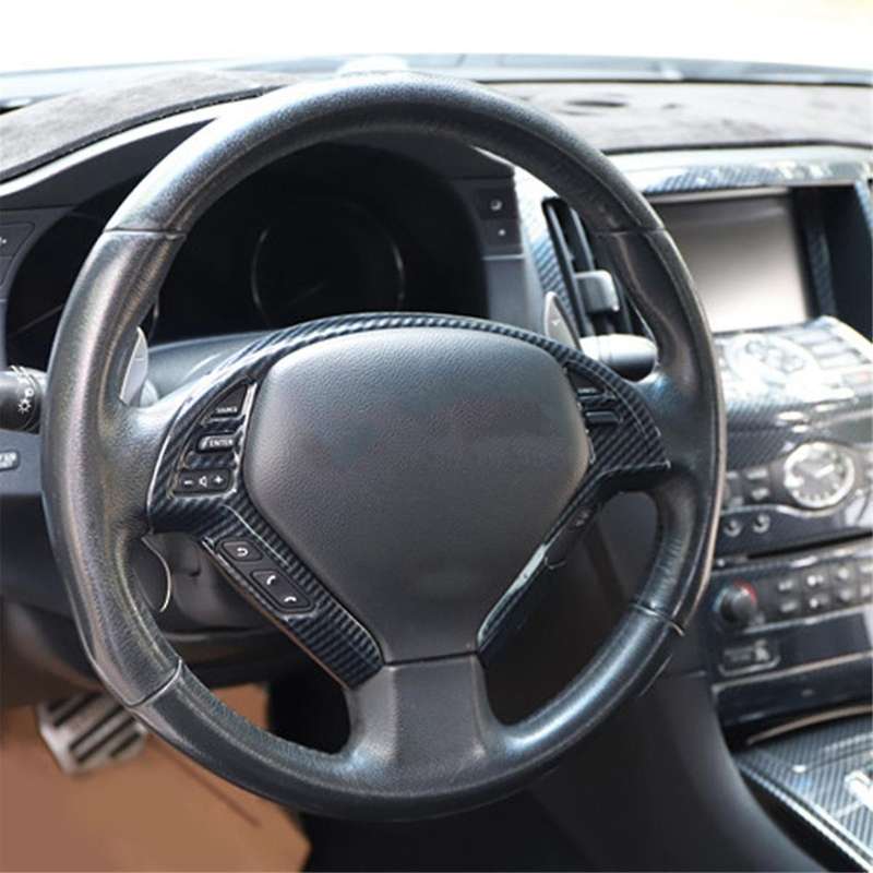Car Steering Wheel Panel Decoration Cover Trim Moulding Sticker for G37 G25 Q40 Ex35 2010-2013 Abs C