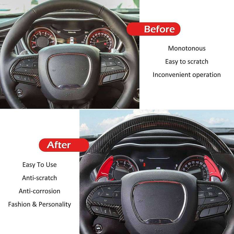 Car Steering Wheel Shift Paddle Extended Shifter Trim for Charger Grand 2014-2020 (Red)
