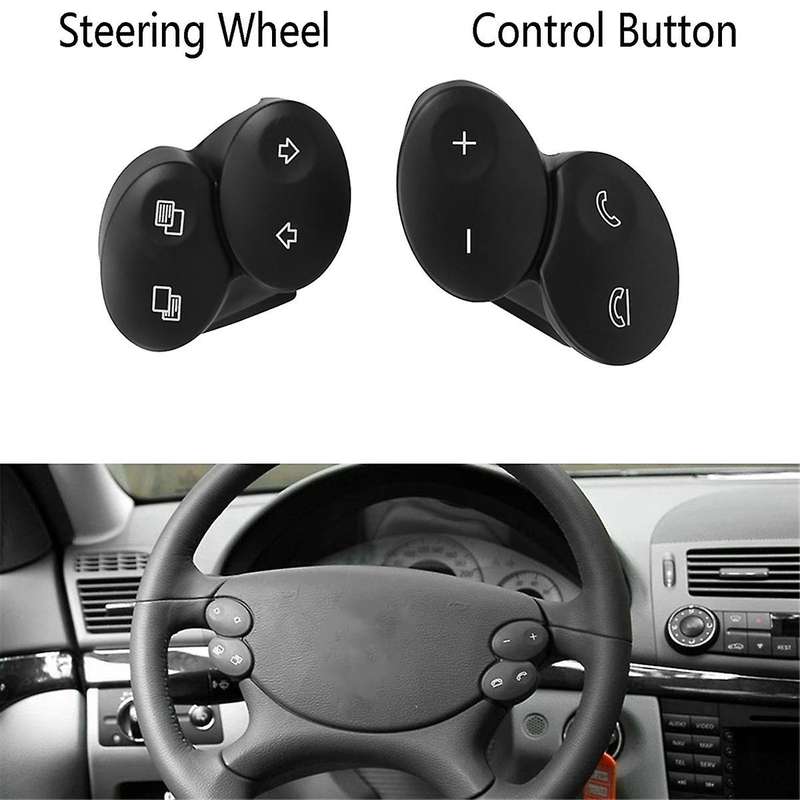 Car Steering Wheel Switch Control Button Trim Cover for W218 Class W211 E Class 2006-2008 Black