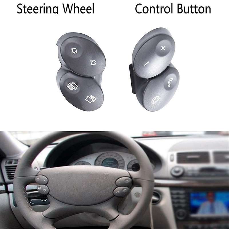 Car Steering Wheel Switch Control Button Trim Cover for W218 Class W211 E Class 2006-2008 Dark Gray