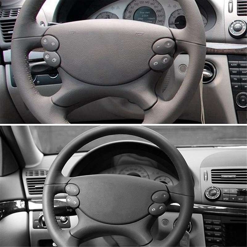 Car Steering Wheel Switch Control Button Trim Cover for W218 Class W211 E Class 2006-2008 Dark Gray