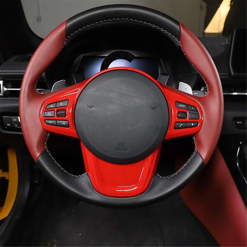Car Steering Wheel Trim Cover Frame Stickers for MK5 A90 A91 2019-2022(Red)