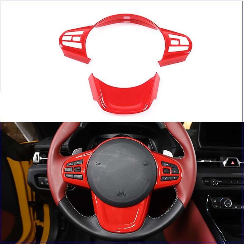 Car Steering Wheel Trim Cover Frame Stickers for MK5 A90 A91 2019-2022(Red)