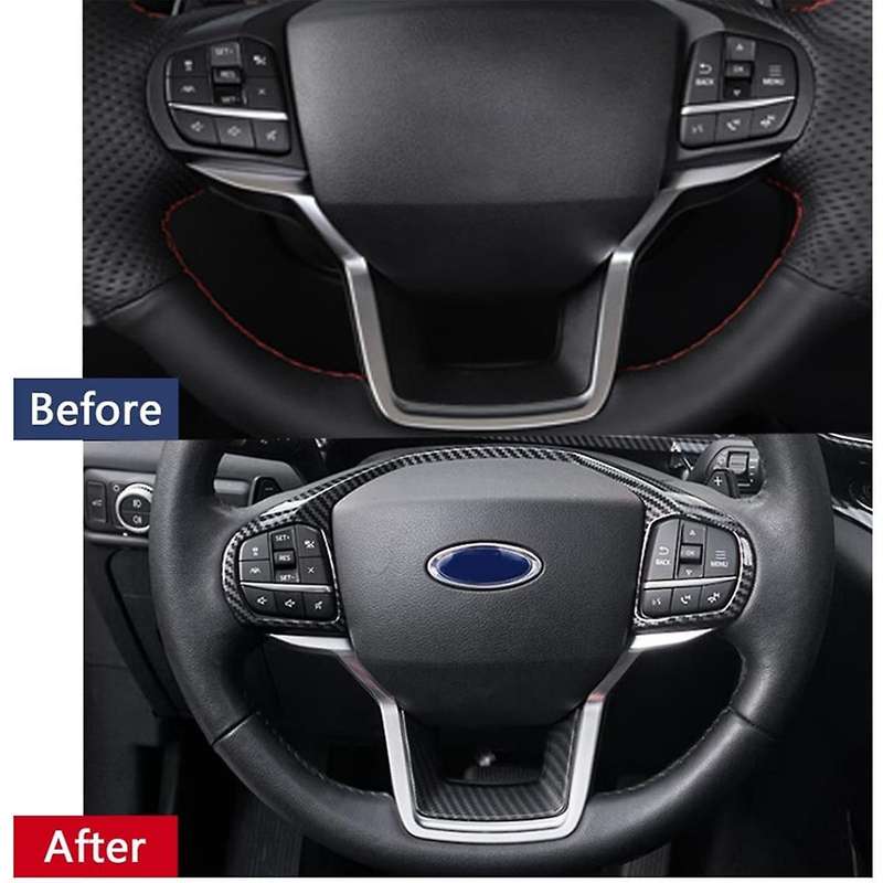 Car Steering Wheel Trim Panel Cover ABS Carbon Fiber for Explorer 2020-2023 Interior Accessories