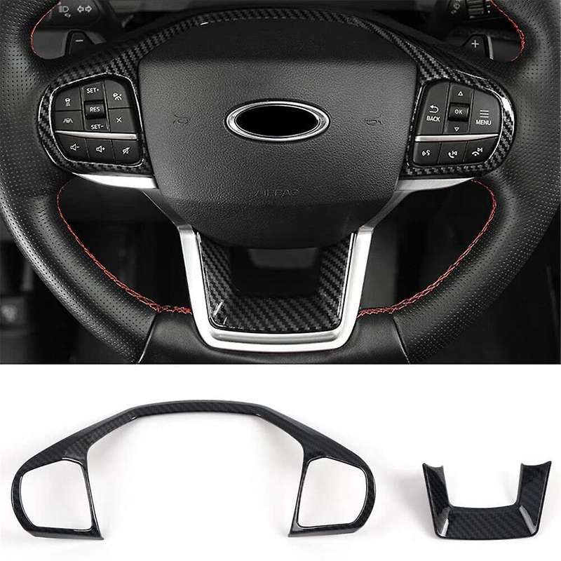 Car Steering Wheel Trim Panel Cover ABS Carbon Fiber for Explorer 2020-2023 Interior Accessories