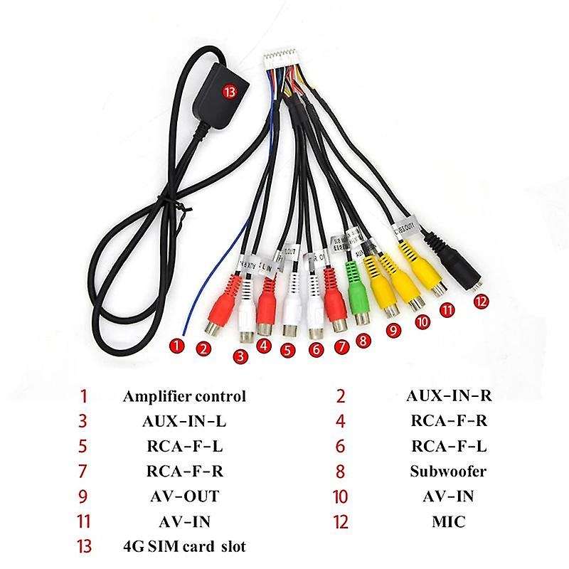 Car Stereo Radio Rca Output Cable Wire Aux-in Adapter Subwoofer/amplifier 3.5mm Female 20pins Harne