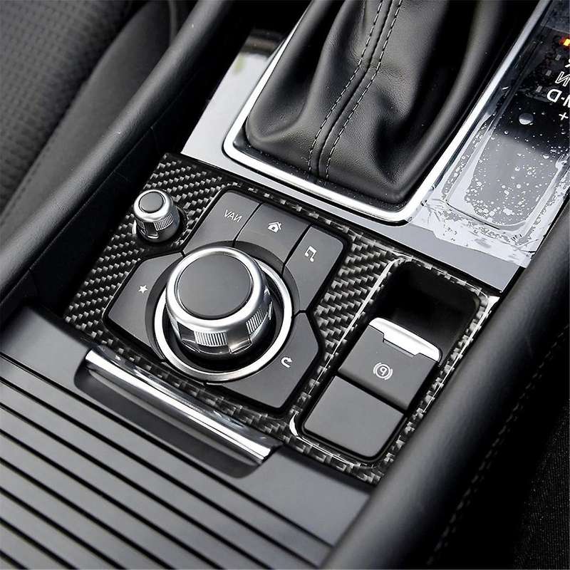 Car Stickers Cover Multimedia Button Trim for Axela Accessories Durable Car Carbon Fiber Decorative