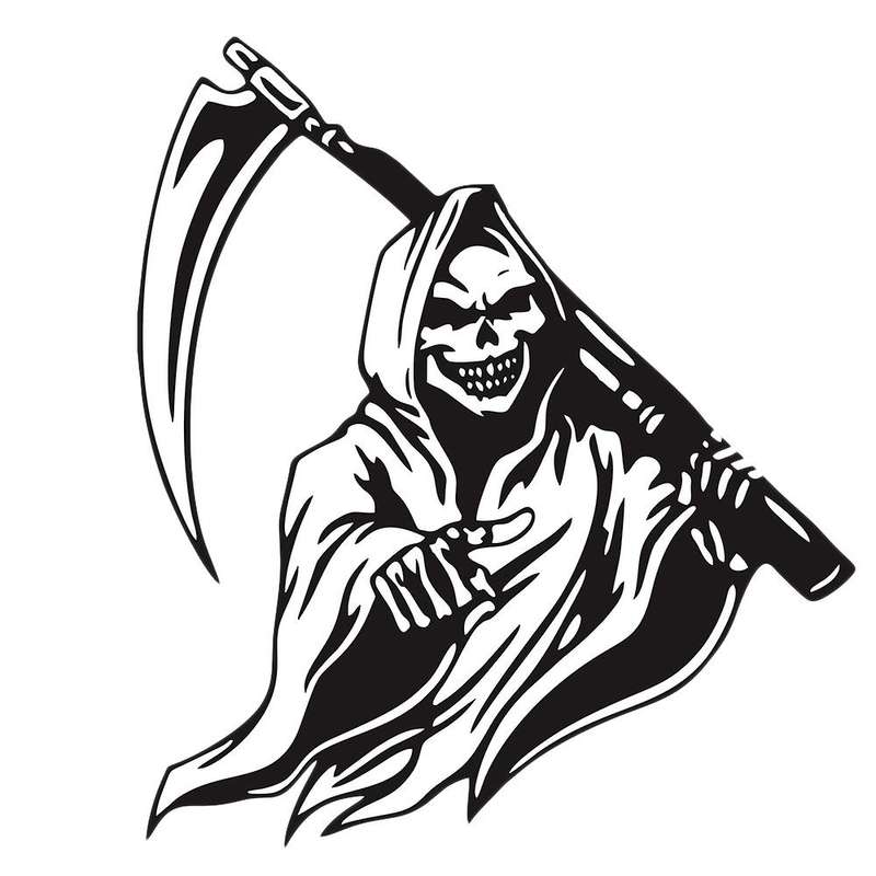 Car Stickers Black Skull Hood Decal Side Hood Large Graphic Vinyl Film Racing Sports Stickers Univer
