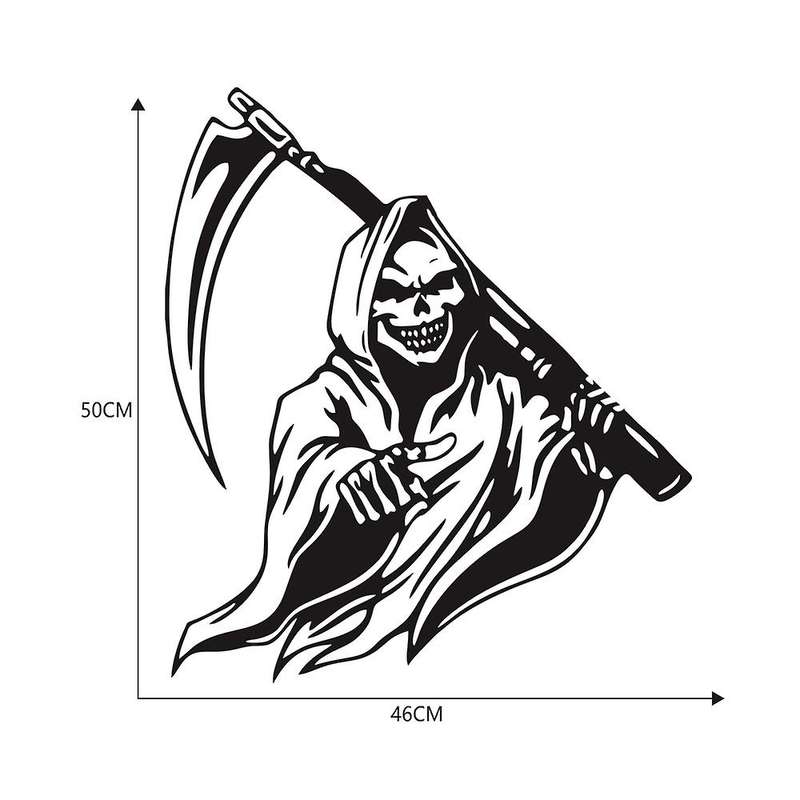 Car Stickers Black Skull Hood Decal Side Hood Large Graphic Vinyl Film Racing Sports Stickers Univer