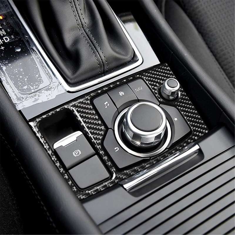 Car Stickers Cover Multimedia Button Trim for Axela Accessories Durable Car Carbon Fiber Decorative
