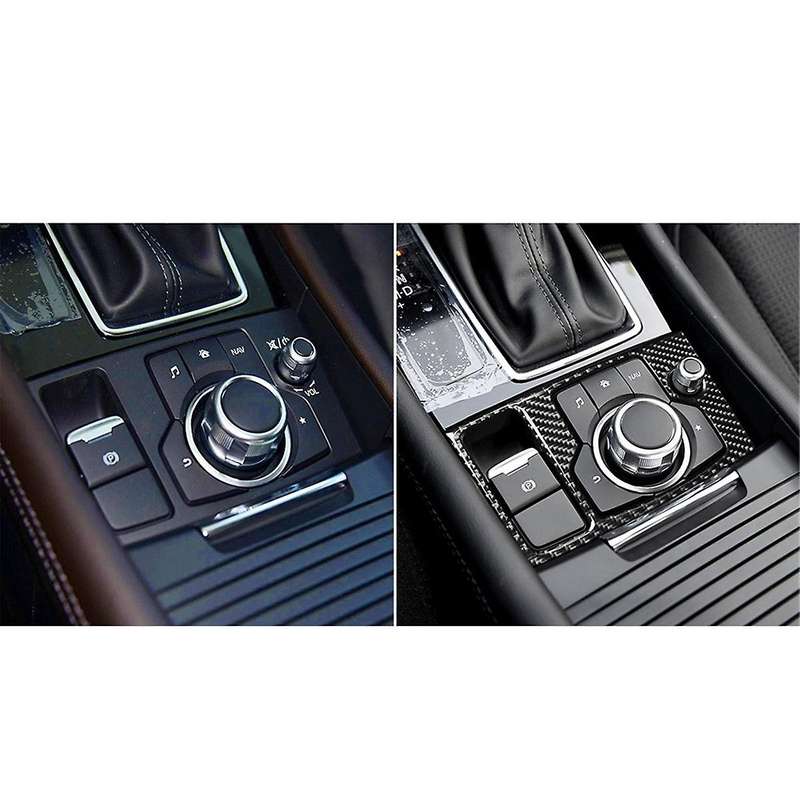 Car Stickers Cover Multimedia Button Trim for Axela Accessories Durable Car Carbon Fiber Decorative