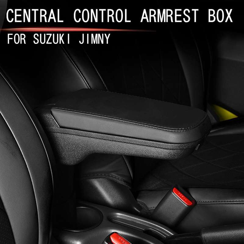 Car Storage Box, PU Leather Central Armrest Box for Jimny JB64W JB74W 2017 2018 2019 Interior Access