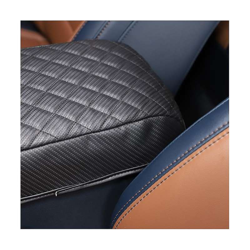 Car Stowing Tidying Armrest Box Panel Cover Accessories Check Leather Carbon Fiber for 2022