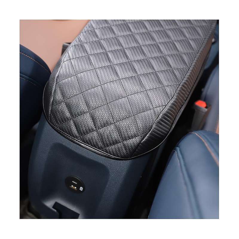 Car Stowing Tidying Armrest Box Panel Cover Accessories Check Leather Carbon Fiber for 2022