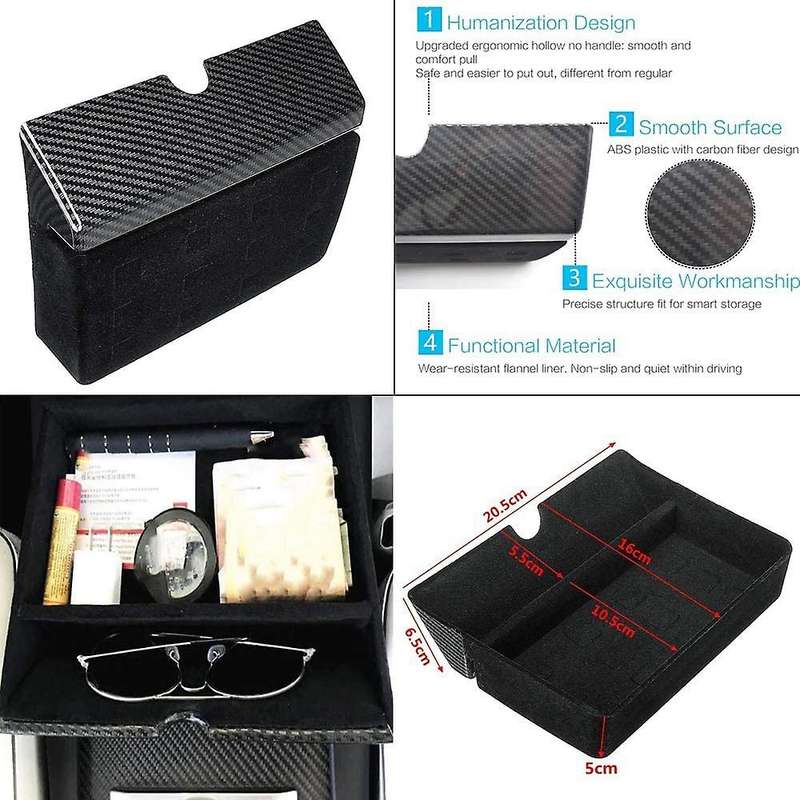 Car Style Center Console Storage Box Drawer Tray Cup Holder for Model X Model S 2012 -2019