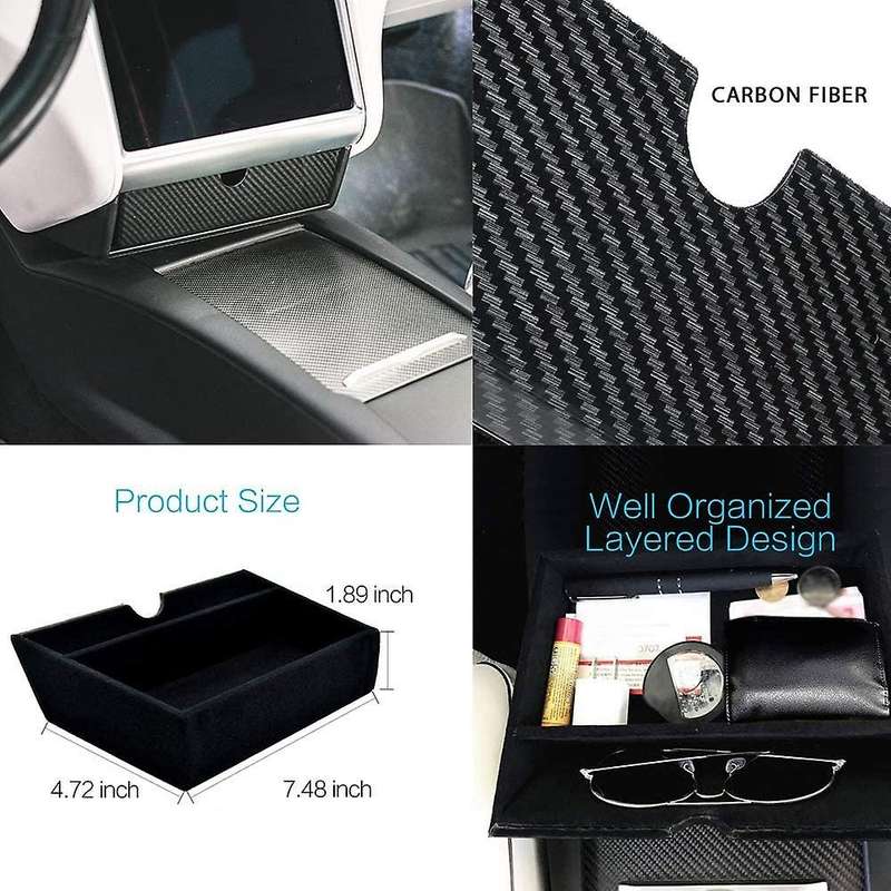 Car Style Center Console Storage Box Drawer Tray Cup Holder for Model X Model S 2012 -2019