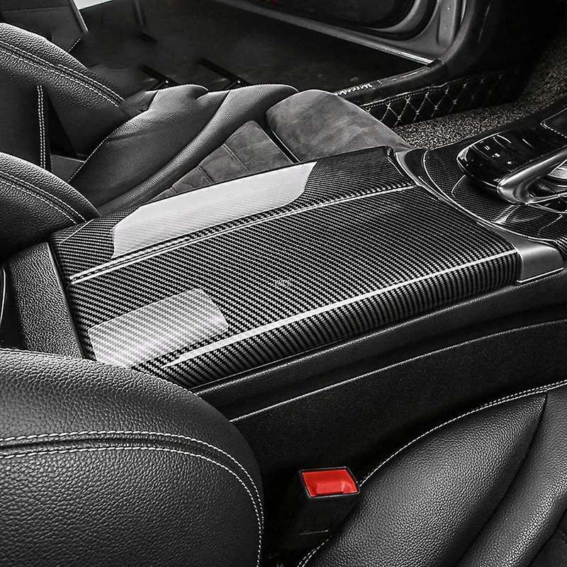 Car Styling Carbon Fiber Stowing Tidying Armrest Box Protect Stickers Covers for E Class W213 2016-