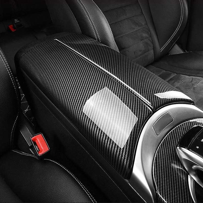Car Styling Carbon Fiber Stowing Tidying Armrest Box Protect Stickers Covers for E Class W213 2016-