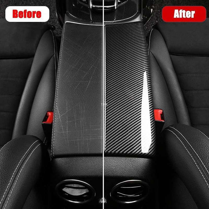 Car Styling Carbon Fiber Stowing Tidying Armrest Box Protect Stickers Covers for E Class W213 2016-