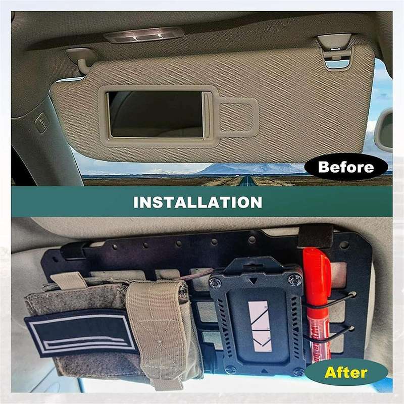 Car Sun Visor Organizer, Vehicle Rigid Molle Panel, Pickup, SUV, Truck Equipment Modular for EDC Pou