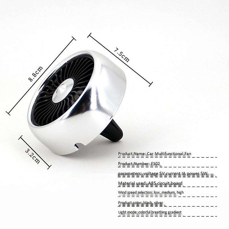 Car Supplies Usb Car Fan Air Conditioner Colorful Light Dashboard Cooling Fan Center Console Decorat