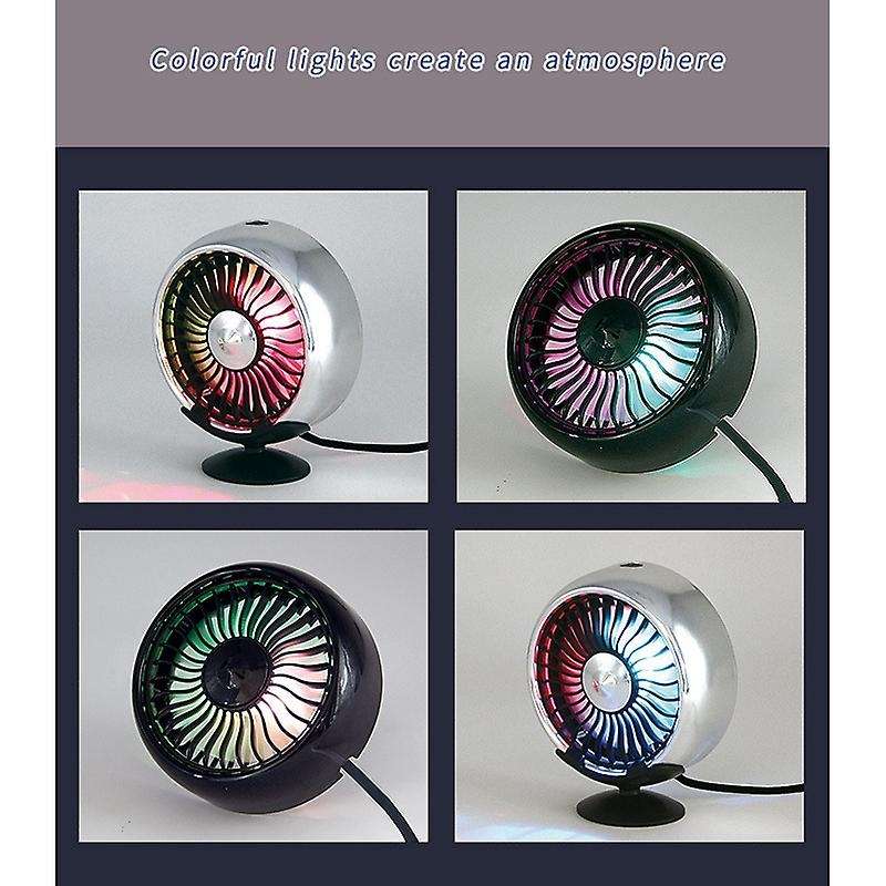 Car Supplies Usb Car Fan Air Conditioner Colorful Light Dashboard Cooling Fan Center Console Decorat