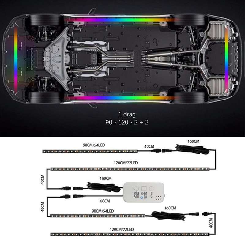 Car Symphony Chassis Light Voice Control APP Colorful Streaming Marquee Trim Light Atmosphere Light