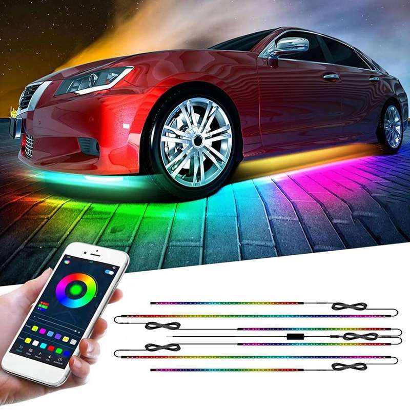 Car Symphony Chassis Light Voice Control APP Colorful Streaming Marquee Trim Light LED Atmosphere Li
